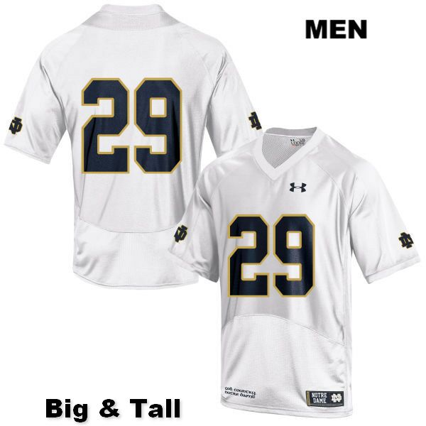 Men's NCAA Notre Dame Fighting Irish #29 Matt Salerno Stitched College Under Armour Authentic White Big & Tall No Name Football Jersey JR10A40KC